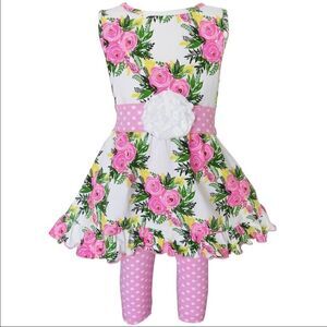 𝅺Ann Loren Outfit Shabby Chic Roses Top & Capri Pants 2/3T NEW High End Boutique